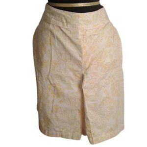 LL Bean 16 P skirt yellow pink pockets floral Pleat